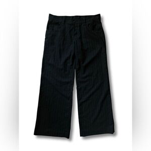 Black Pinstripe Wide-Leg Pants